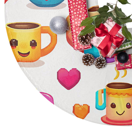 Cute Emoji Cup Pattern design themed Christmas Tree Skirts