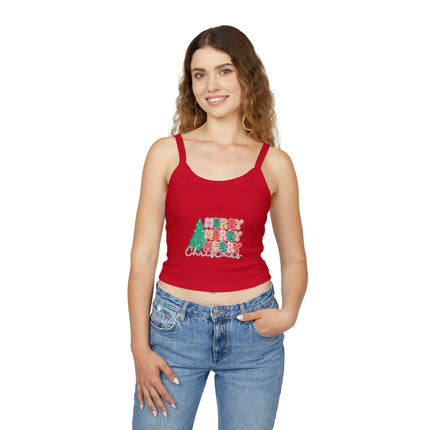 Weihnachtsmotiv Damen Spaghettiträger Tank Top 
