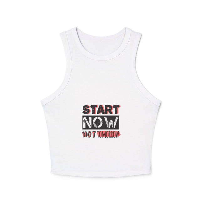 Damen Micro Rib Racer Tank Top mit Typografie-Motiven