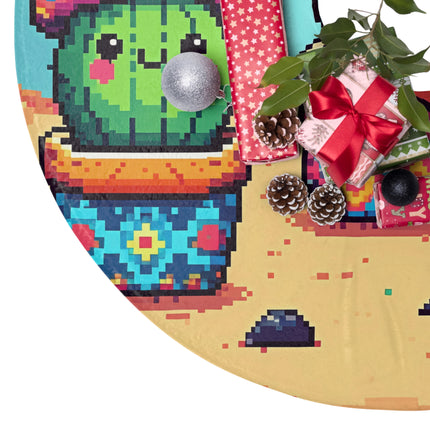 Cute Little Catcus and Friends design themed Christmas Tree Skirts