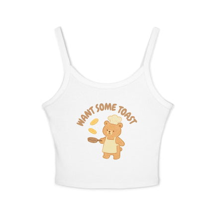 Want Some Toast Graphic designed Women's Spaghetti Strap Tank Top