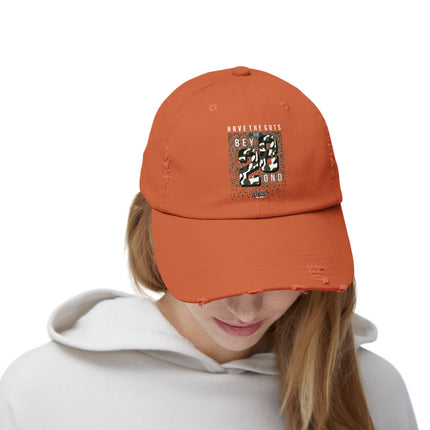 Unisex Distressed Cap mit Typografie-Motiven 
