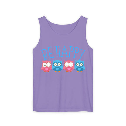 Be Happy Graphic design Unisex Garment-Dyed Tank Top