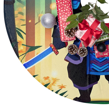 Warrior Panda with Armor design themed Christmas Tree Skirts