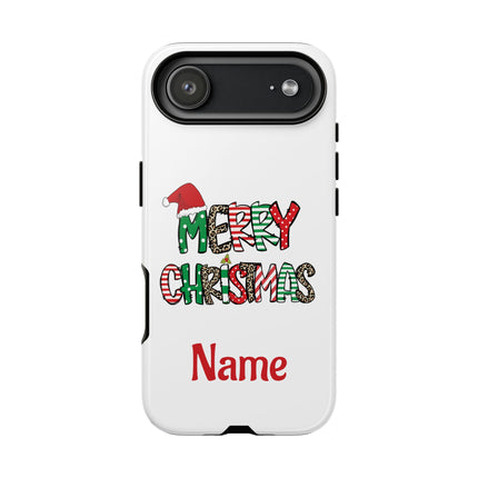 Merry Christmas Phone Case — Festive Santa Hat & Candy Cane Design Tough Case