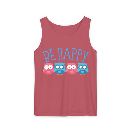 Be Happy Graphic design Unisex Garment-Dyed Tank Top