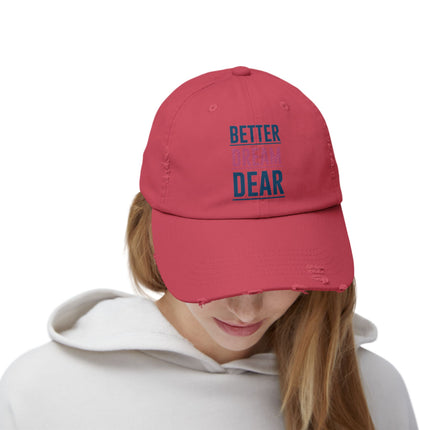 Unisex Distressed Cap mit Typografie-Motiven 