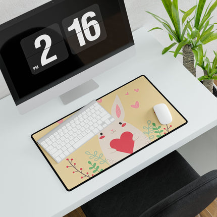 Cute Bunny with love design themed Desk Mats
