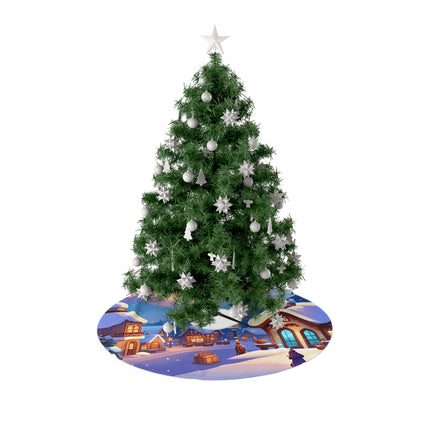 Snow and House Scenery design themed Christmas Tree Skirts