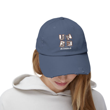 Unisex Distressed Cap mit Typografie-Motiven 