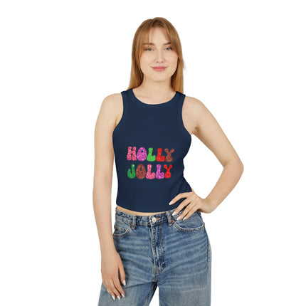 Christmas themed Women's Micro Rib Racer Tank Top