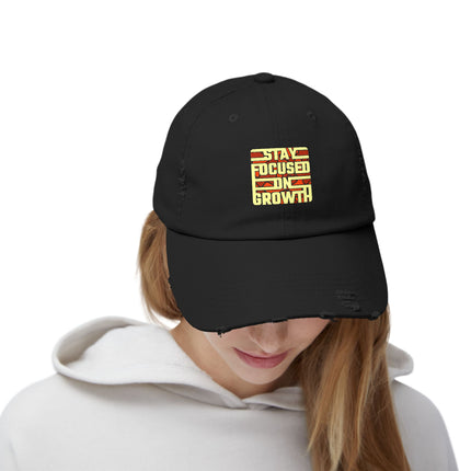 Unisex Distressed Cap mit Typografie-Motiven 