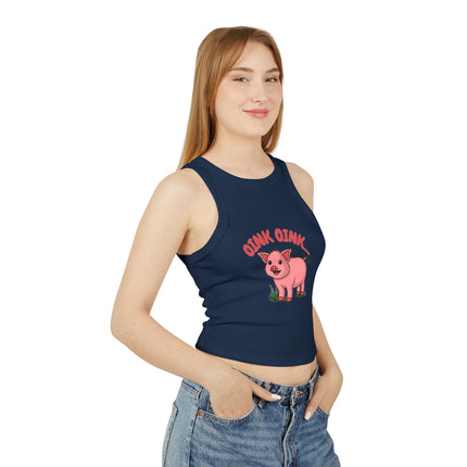 Oink Oink...   Graphic designed Women's Micro Rib Racer Tank Top