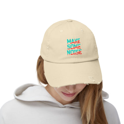 Unisex Distressed Cap mit Typografie-Motiven 