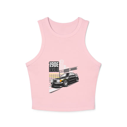 Damen Micro Rib Racer Tank Top mit Auto-Enthusiasten-Motiv