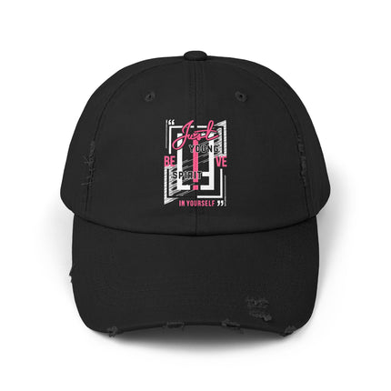 Unisex Distressed Cap mit Typografie-Motiven 