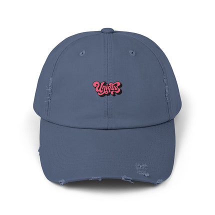 Unisex Distressed Cap mit Typografie-Motiven 