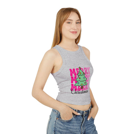 Christmas themed Women's Micro Rib Racer Tank Top