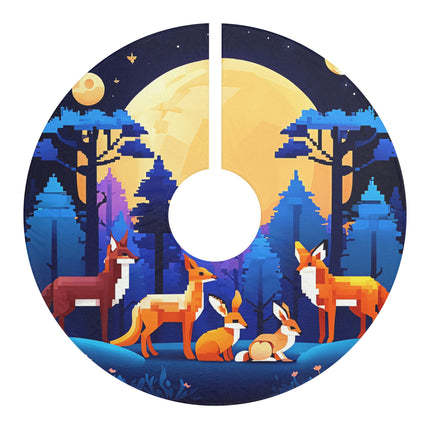 Fox group in Night view design themed Christmas Tree Skirts