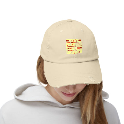 Unisex Distressed Cap mit Typografie-Motiven 
