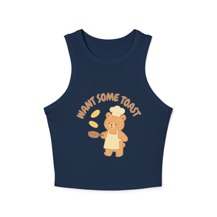Want Some Toast Graphic designed Women's Micro Rib Racer Tank Top