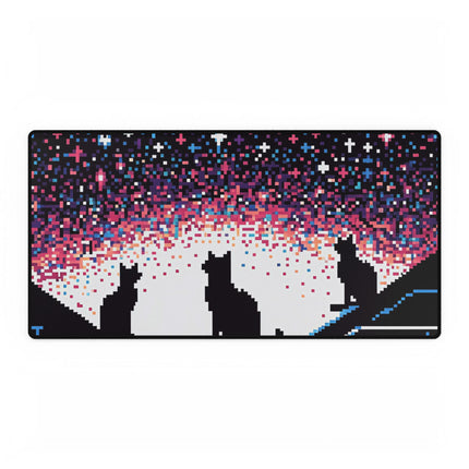 Cat sitting on the roof design themed Desk Mats