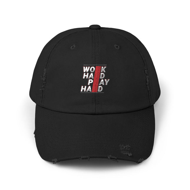 Unisex Distressed Cap mit Typografie-Motiven 