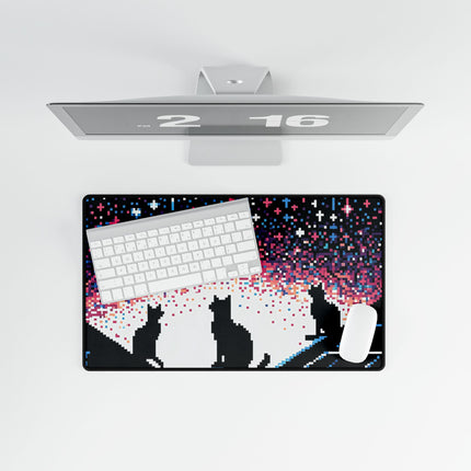 Cat sitting on the roof design themed Desk Mats