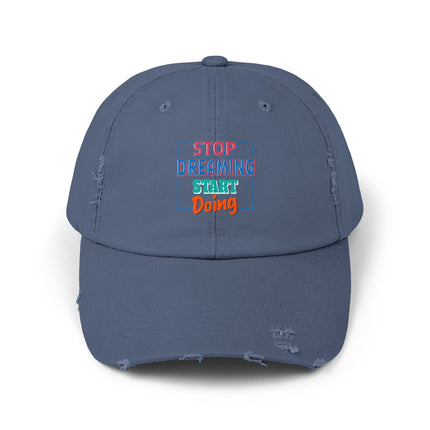 Unisex Distressed Cap mit Typografie-Motiven 