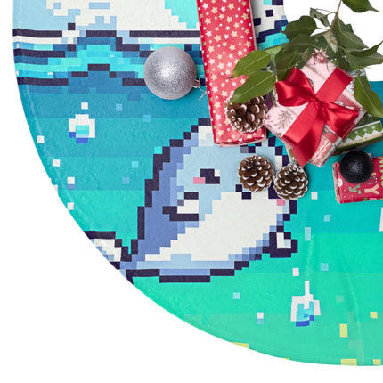 Cute 2 Whale design themed Christmas Tree Skirts