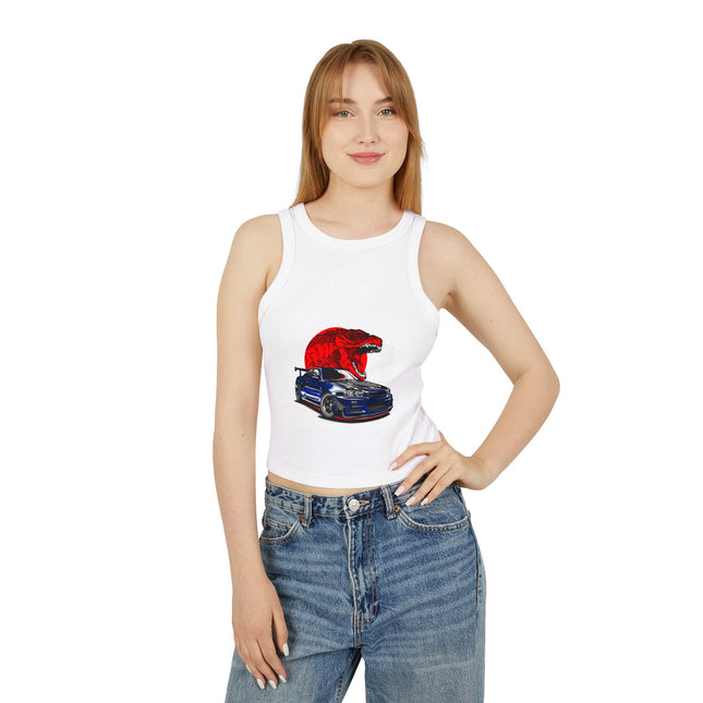 Damen Micro Rib Racer Tank Top mit Auto-Enthusiasten-Motiv