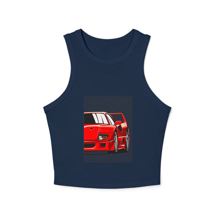 Damen Micro Rib Racer Tank Top mit Auto-Enthusiasten-Motiv