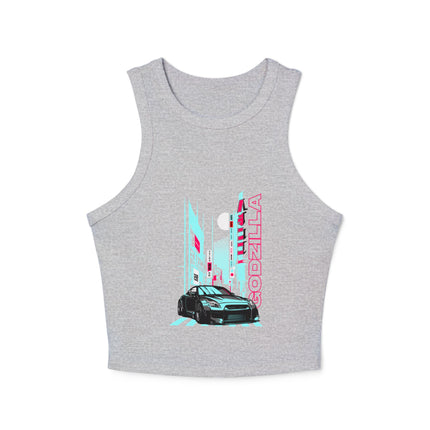Damen Micro Rib Racer Tank Top mit Auto-Enthusiasten-Motiv