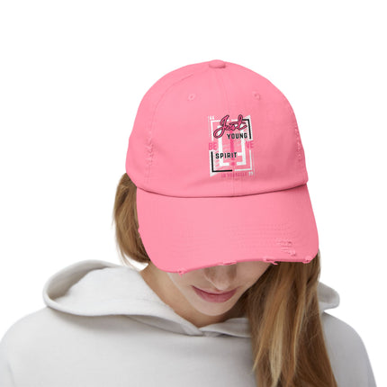 Unisex Distressed Cap mit Typografie-Motiven 