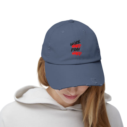 Unisex Distressed Cap mit Typografie-Motiven 