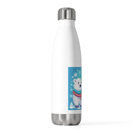 Cute 2 Polar Bear enjoys Snow design themed 20oz Insulated Bottle