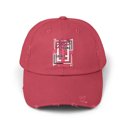 Unisex Distressed Cap mit Typografie-Motiven 