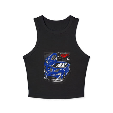 Damen Micro Rib Racer Tank Top mit Auto-Enthusiasten-Motiv