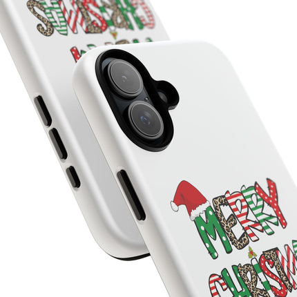 Merry Christmas Phone Case — Festive Santa Hat & Candy Cane Design Tough Case