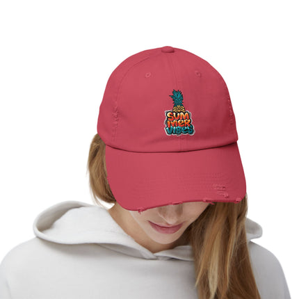 Unisex Distressed Cap mit Typografie-Motiven
