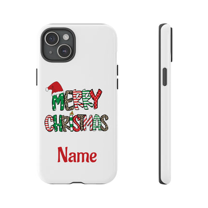 Merry Christmas Phone Case — Festive Santa Hat & Candy Cane Design Tough Case