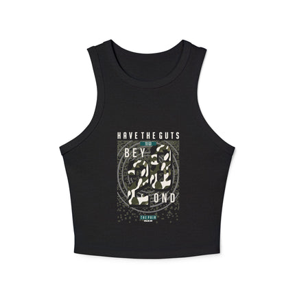Damen Micro Rib Racer Tank Top mit Typografie-Motiven