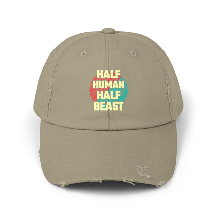 Unisex Distressed Cap mit Typografie-Motiven 