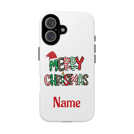 Merry Christmas Phone Case — Festive Santa Hat & Candy Cane Design Tough Case