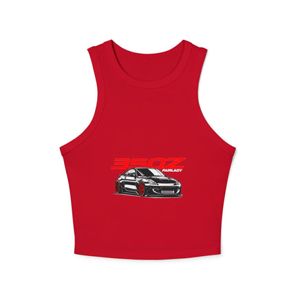 Damen Micro Rib Racer Tank Top mit Auto-Enthusiasten-Motiv