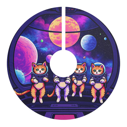 Cute Cats in Space design themed Christmas Tree Skirts