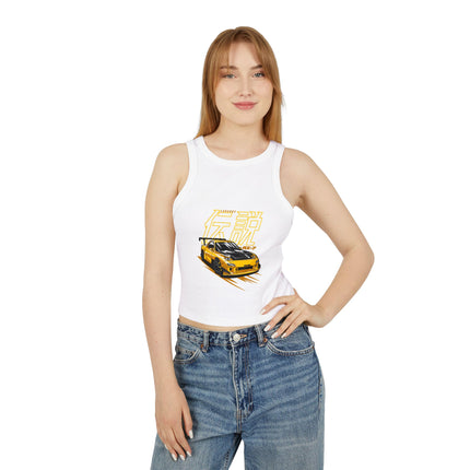 Damen Micro Rib Racer Tank Top mit Auto-Enthusiasten-Motiv