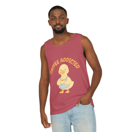 Coffee Addicted Graphic design Unisex Garment-Dyed Tank Top