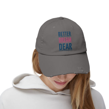 Unisex Distressed Cap mit Typografie-Motiven 