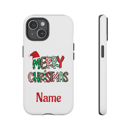 Merry Christmas Phone Case — Festive Santa Hat & Candy Cane Design Tough Case